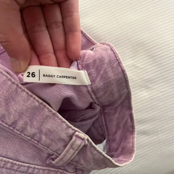 Pacsun Womens Purple Baggy Carpenter Jeans 26 Straight Leg Raw Hem Wide Leg - Picture 11 of 12